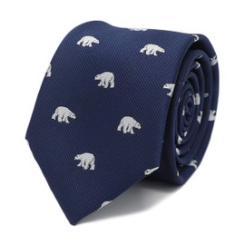 MENDEPOT Animal Pattern Necktie And Cufflinks Set Microfiber Jacquard Novelty Men Ties and Matching Fabric Cufflinks Gift Set (POLAR BEAR)