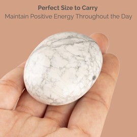 White Howlite Palm Stone, Oval Shaped Crystals and Healing Stones- Pocket Worry Stone for Anxiety and Stress Relief - Healing Crystals for Meditation, Reiki, Spiritual and Crystal Gifts