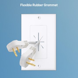 Cable Matters 2-Pack 1-Gang Wall Cable Pass Through, Cable Wall Plate with Flexible Rubber Grommet, Cord Hiding/Management Solution for Home and Office, White