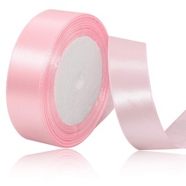 Solid Color Blush Pink Satin Ribbon, 1 Inches x 25 Yards Fabric Satin Ribbon for Gift Wrapping, Crafts, Hair Bows Making, Wreath, Wedding Party Decoration and Other Sewing Projects