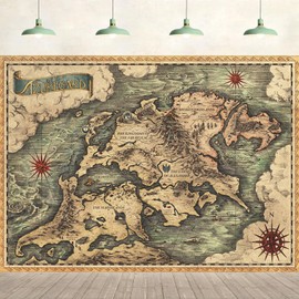 7x5ft Pirate Treasure Map Backdrop Vintage Parchment Map Sea Ocean Adventure Travel Map Photography Background Kids Children Portrait Party Supplies Wall Decoration Photo Studio Prop