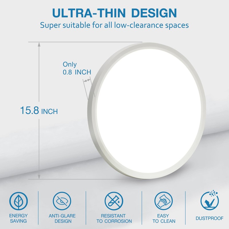 15.8 Inch Dimmable Large LED Flush Mount Ceiling Light 2