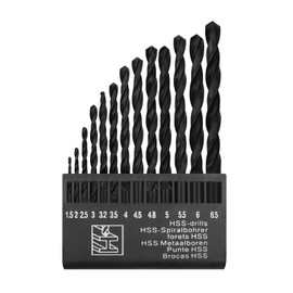 Cobalt Drill Bit Set, 13PCS High-Speed Steel, Black, Suitable for Metal, Wood, and Plastic, Size from 1.5mm up to 6.5mm