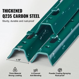 Happybuy 7 Feet Fence Posts, 10 Pack T-Post Heavy Duty Steel Stakes for Garden, Yard, Farm, Lawn & Outdoor Wire Fencing, Green