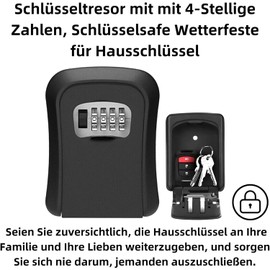 Bolwins H34CS Key Safe with 4 Digit Combination Code - Key Box for Exterior and Interior Wall Mounted Key Hiding Place for Keys and Door Card Black