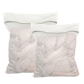 2 Pack Large Mesh Laundry Bags for Washing Delicates, Heavy Duty Dirty Clothes Washing Net Bag Wash Machine Travel Storage Organizer for Clothes (50x60 cm/ 60x60 cm)