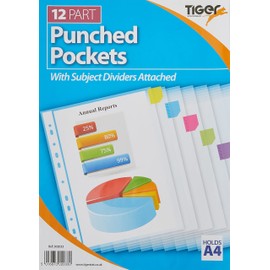 Tiger Punched Pocket 12 Part Dividers, 302033