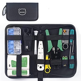 Pinzas para Cable Ethernet, 21 In 1 KitPonchadora Jack Rj45, RJ11/12/45 Crimpadora de Red, Mantenimiento de Red con Pelacables,Conector Tester, Crimpadora Prensador, Hogar, Fábrica, Computadore