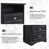 XIAO WEI Black Tall Nightstand with Hidden Drawer, 2 Drawers