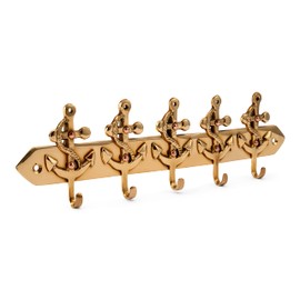 NKlaus 11601 Key Hook Anchor 5-Way Brass Gold 25 x 7 cm Maritime Key Holder