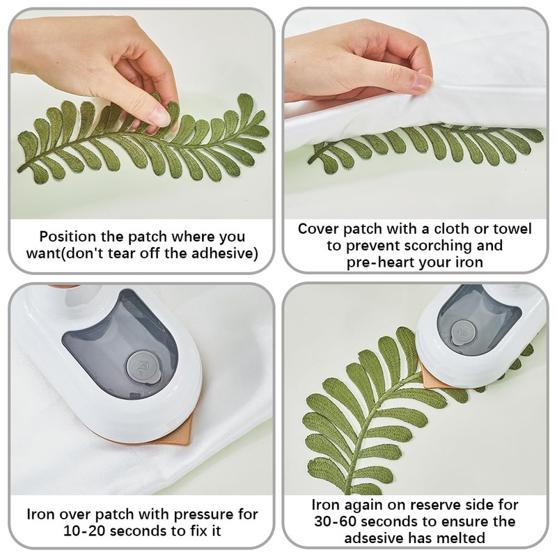 GORGECRAFT 4 Pairs Dark Olive Green Ivy Leaf Embroidery Patch