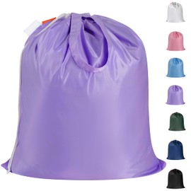 Polecasa Small Heavy Duty Laundry Bag with 130gsm Tear Resistant Fabric and Handles, Easy to Carry Durable Dirty Clothes Drawstring Bag, Perfect for College Dorm, Travel 21”x24”,Purple