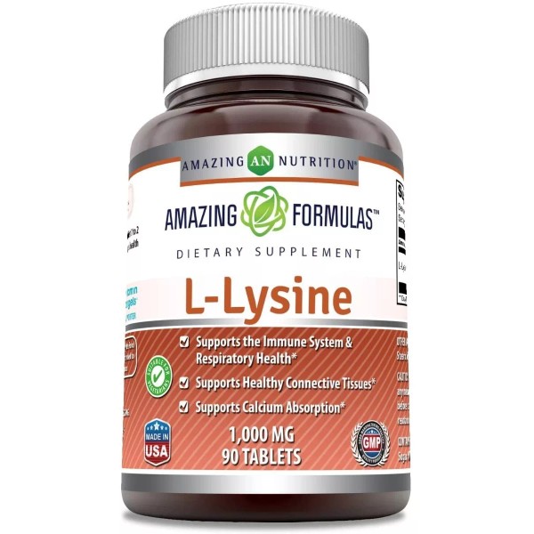 Amazing Nutrition L Lysine Lisina 1000 Mg 90 Tabletas Hecho En Usa Inmumnidad