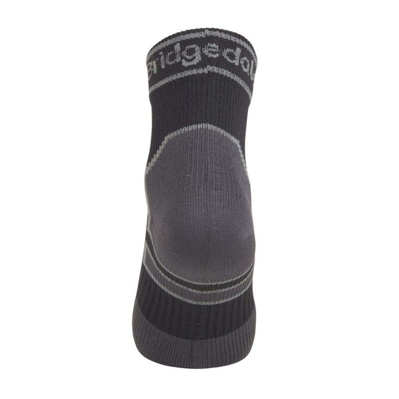 Bridgedale StormSock Lightweight Ankle Waterproof Breathable Sock, Black/Mid Grey L