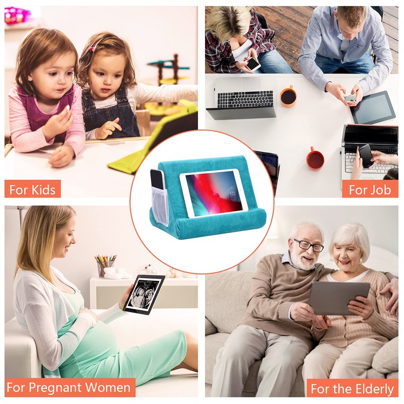 2pcs Multi-Angle Tablet Holder Cushion Stand with Net Pocket &