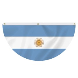 1.5x3 FT Argentine Fan Bunting Flag,18x36 In Argentina Semi Round 100D Outdoor Banner,Novel Decor for Garden Yard Window Car Boat Balcony with Brass Grommet