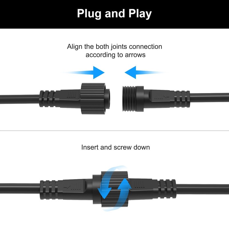 CAMANTU 2Pin Extension Cable 10FT, IP68 Waterproof Extension Lead 16AWG