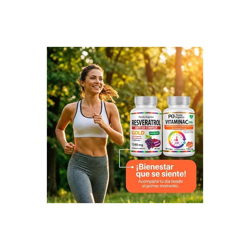 Purely Organics Combo Resveratrol Gold 1340 Vitamina 750 Apoyo Antioxidante