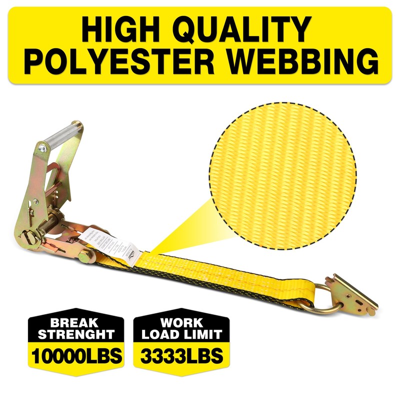 Autofonder Car Tie Down Straps for Trailers-10,000lbs Break Strength-2inx10ft Heavy