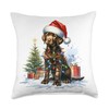 Watercolor Chocolate Labrador Retriever Dog Christmas Lights Throw Pillow