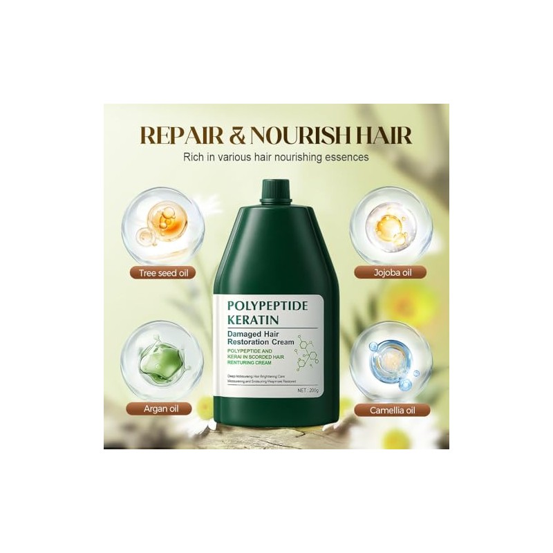 Hair Repair Cream,Crema Reparadora Capilar con Polipéptidos y Queratina 2pc