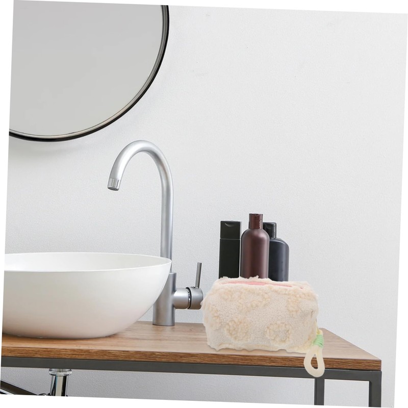 FOMIYES Plush Makeup Bag Organizer with Handle Soft Fuzzy Toiletry