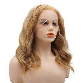 LUSHY BEAUTY Hair Synthetic Lace Front Wig Wavy Long 20inch Brown Blonde Mix Heavy Density Heat Resistant Realistic Wig