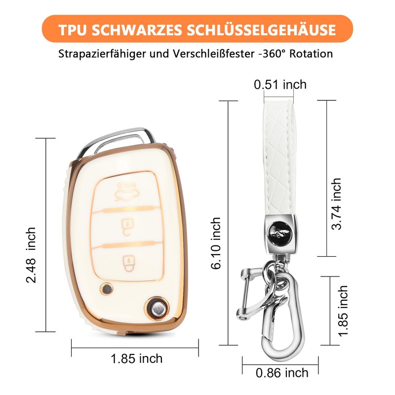 FT FUNTOR FT FUNTOR 3 Tasten Autoschlsselabdeckung fr Hyundai(Wei?)