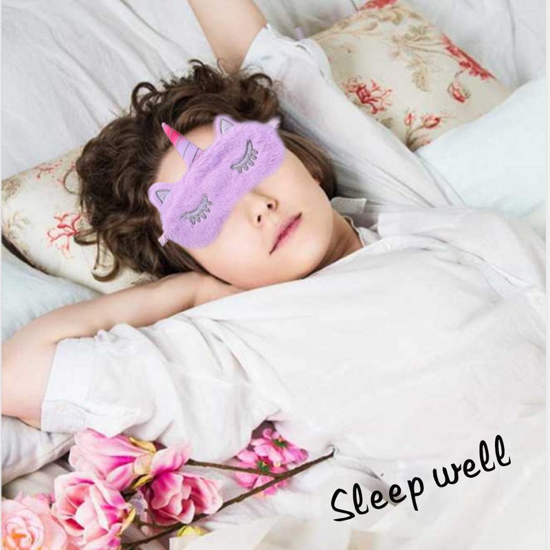 Forlady unicorn sleeping mask, plush cartoon mask for children and