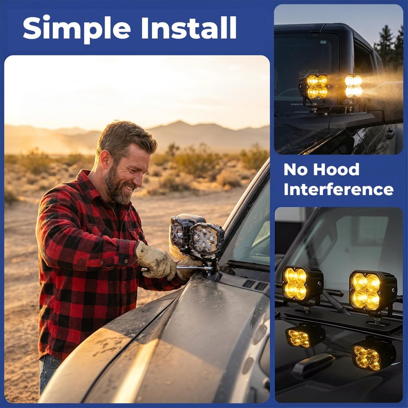 2 Pack Ditch Light Bracket Extensions Compatible with Most Truck