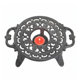 Cast Iron Candle Warmer for Tea Kettle or Tea Pot, Tea Light Warmer, Teapot and Dish Cups Heater, Pan Trivet, Vintage Decorative Stands for Heat Tea or Coffee Milk(Round)