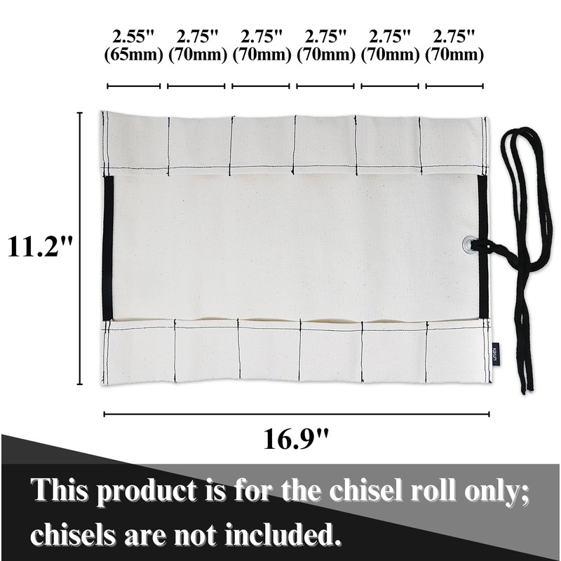 KAKURI Chisel Roll Up Pouch, Heavy-Duty Canvas, 12 Pockets Tool