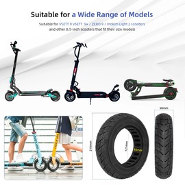 ElectroUrban | Llanta Sólida | 8.5X2 in y 50/75-6.1 | Para Scooter Eléctrico y Patín Eléctrico | Antiponchaduras | Todo Terreno | Negra