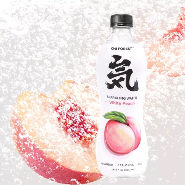 CHI FOREST Sparkling Water White, Peach Flavored Bubbly, Sparling Water