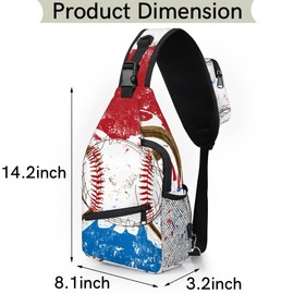 Baseball Flag Background Sling Bag Crossbody Backpack Casual Chest Shoulder Daypacks For Cycling Hiking Travel