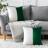 Artscope Green White Velvet Cushion Covers with Gold Leather Patchwork