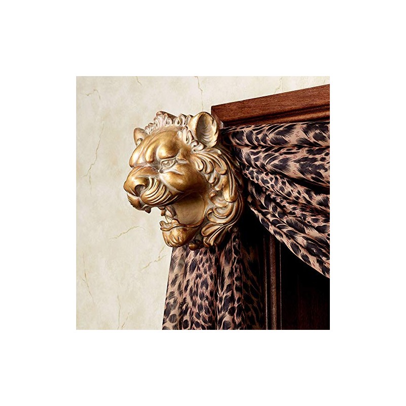 Lion Head Bracket Pair Antique Gold Pair