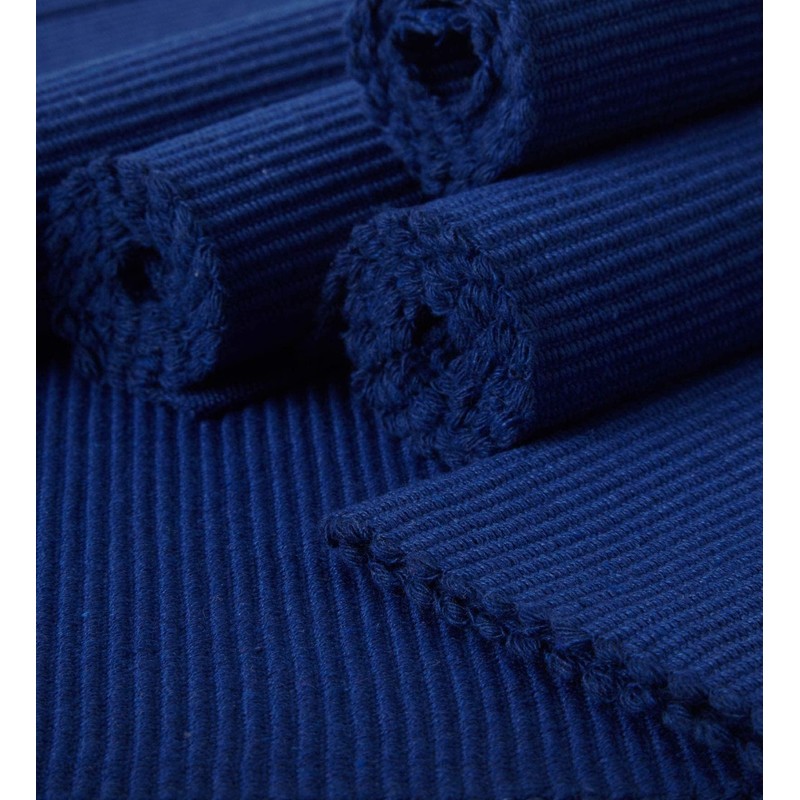Encasa Ribbed Table Placemats (Set of 6) - Solid Blue