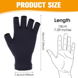 2 Pair Fingerless Gloves, Winter Half Finger Gloves Thickened Cashmere Warm Gloves Knit Touchscreen Warm Stretchy Mittens Fingerless Gloves for Men and Women (Black+Light Grey)