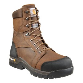 Carhartt Men's 8" Rugged Flex Insulated Waterproof Breathable Safety Toe Leather Work Boot CMF8389, Brown, 8.5 M US