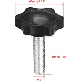 Boxonly Clamping Screw Knob for Lathes Machine Mechanical Equipment Instruments and Apparatus Industrial Equipment Plum Hex Shaped Grips Knurled Thumb Screw Handle Clamping Knob M8*30 1pcs