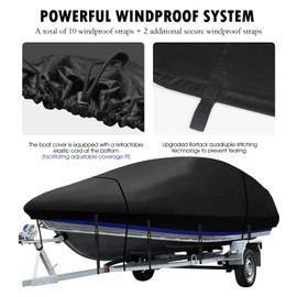 Heavy Duty Bass Boat Cover 900D, 21'2"-23' Marine Grade Waterproof Tarp