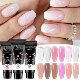 Yimart Poly Nail Gel,12 Nude Colors Neutral Classic Color Gel Nail Builder Long Lasting Hard Gel for Nail Extension French Manicure Gel Acrylic Kit Gel Nail Builder (LT Pink, 15ML)