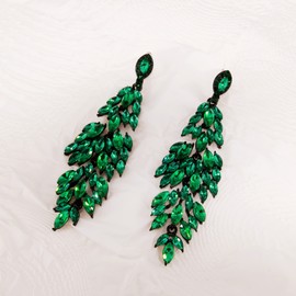 BiBeary Long Art Deco Tassel Shape Hanging Earrings Women's Vintage Style Gothic Wedding Bridal Crystal Party for Women, Crystal