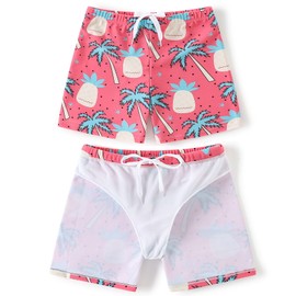 GOODKIDS Boys Swim Trunks Toddler Swim Board Shorts Quick Dry Beach Swimwear Trunks Shorts Orange Coconut Tree 2XL 5-6 Years