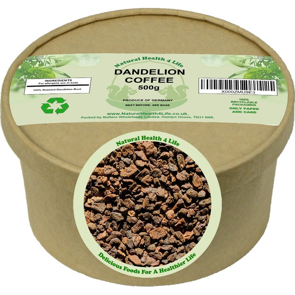 Natural Health 4 Life Tea / Coffee Subsititute Dandelion Coffee Roasted Dandlion Root Cut 500 g in Resealable Pouch (1 Pouch)