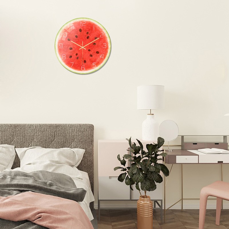 Watermelon Pattern Acrylic Office Home Room Wall Hanging Round Clock