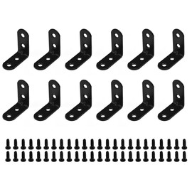 Audiofan L-Shaped Hardware Shelf Brackets Matte Black with Wood Screws 42mm x 42mm x 2mm Set of 12