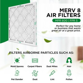 Mann+Hummel 20x20x2 MERV 8 Pleated HVAC AC Furnace Air Filters. 4 Pack. (Exact Size: 19.5 x 19.5 x 1.75 Inches)