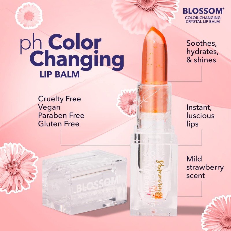 Blossom Lip Gloss Moisturizing pH Lip Balm, Strawberry Scented Color